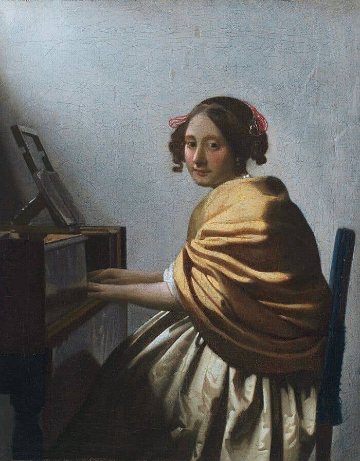A young woman seated at the virginals, by Johannes Vermeer