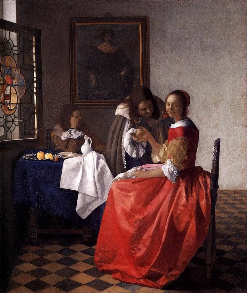 The girl with the wine glass, by Johannes Vermeer